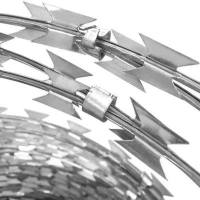 สแตนเลส Razor Barbed Wire Mesh Roll Double Coil Concertina Wire สําหรับรั้วเขต